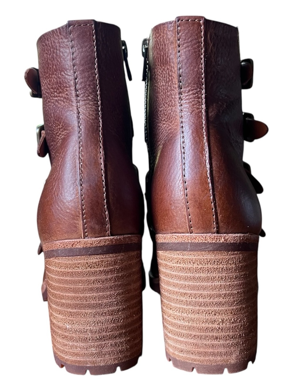 Kork-Ease Dee Brown Full Grain Leather Multi Buckle Moto Ankle Boots Size 8 - Picture 4 of 12